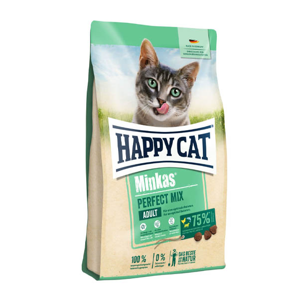 غذای خشک گربه بالغ هپی کت مینکاس طعم میکس ۱۰ کیلویی Happy cat