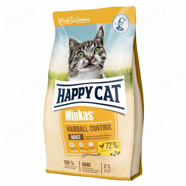 غذای خشک گربه بالغ هپی کت مینکاس هیربال طعم مرغ ۱۰ کیلویی Happy cat