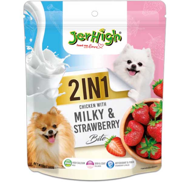 تشویقی 380 گرمی Jerhigh milky&strawberry