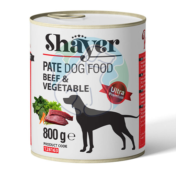 کنسرو پته سگ طعم گوشت و سبزیجات 800گرمی Shayer